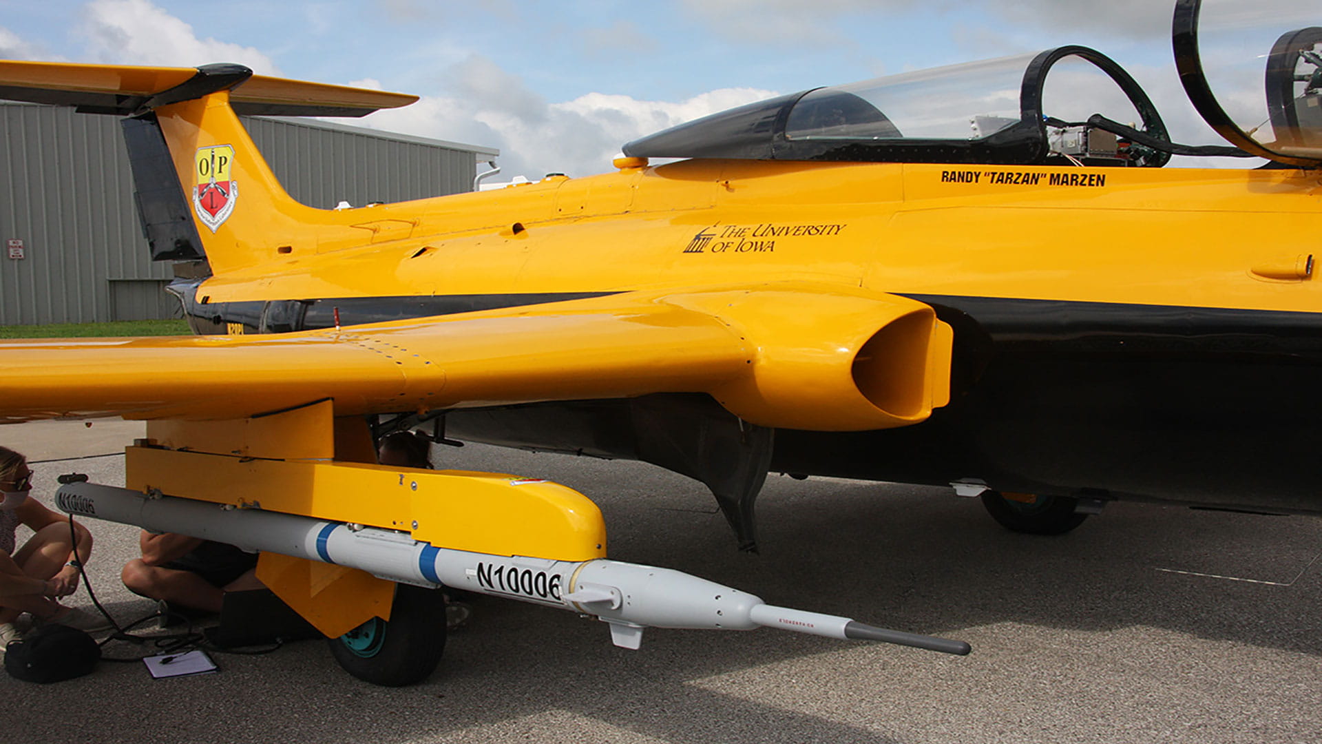 Yellow military fighter OPL plane