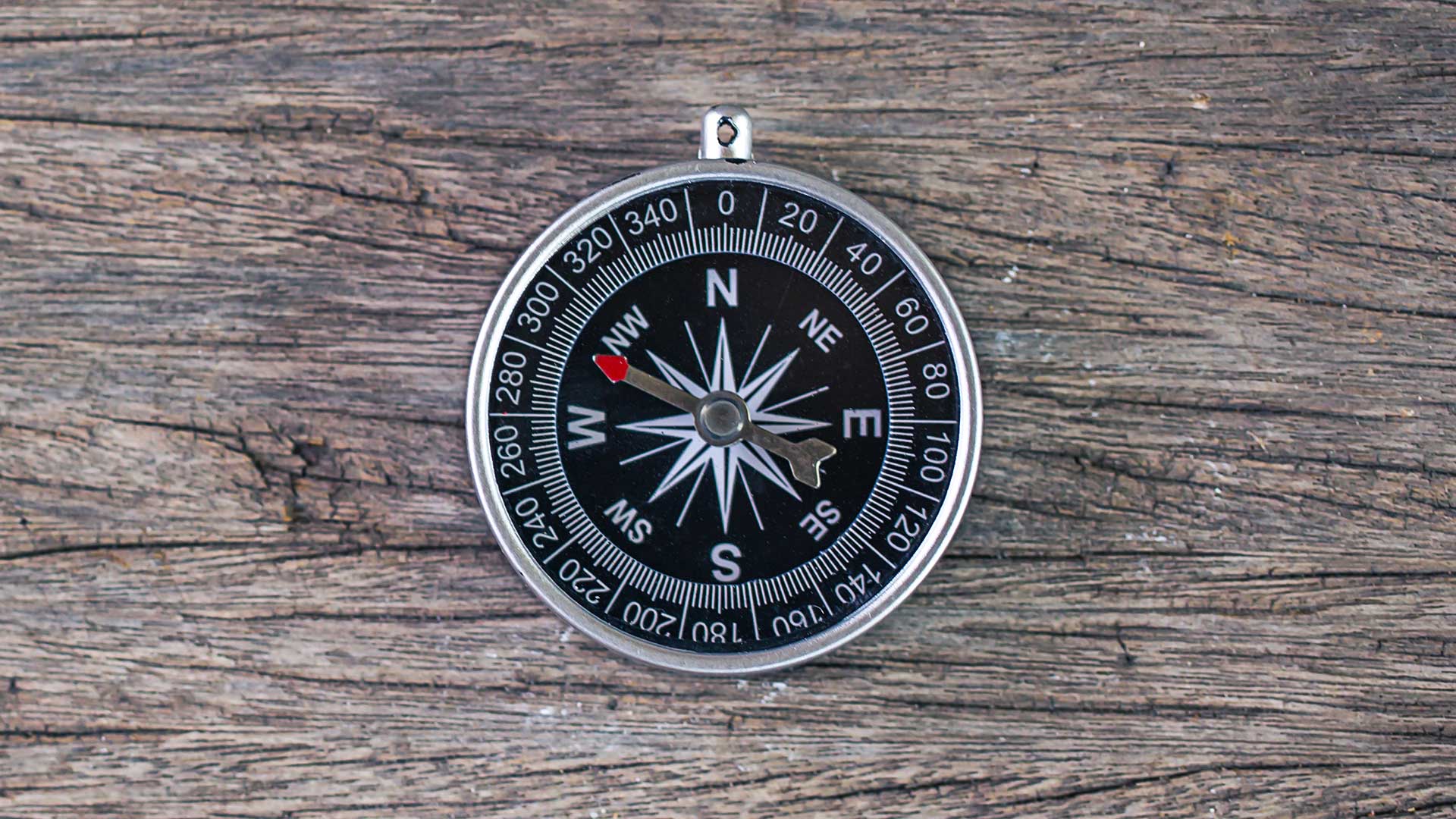 compass on wood  background