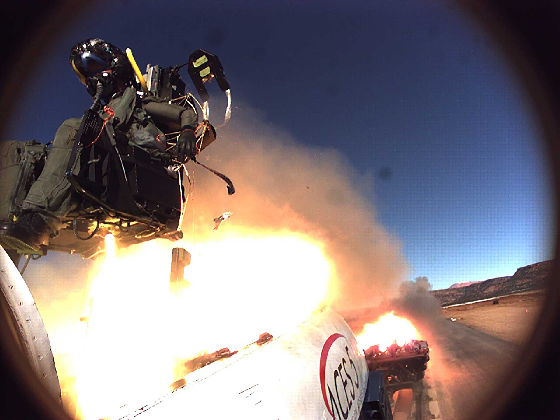 Pilot ejecting from an aircraft