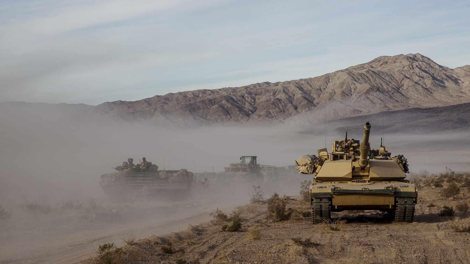 War tanks in desert