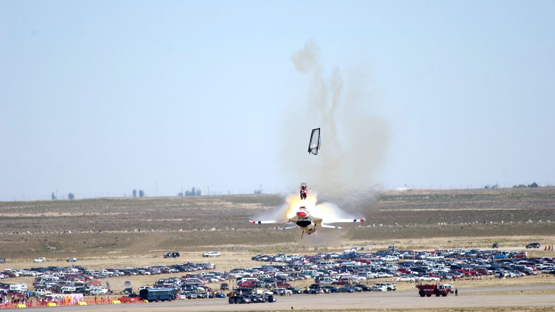 Ejection seat deploying during show