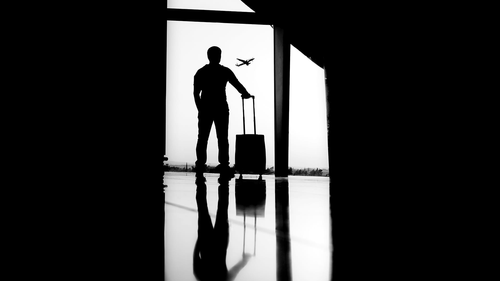 Airport traveler silhouette