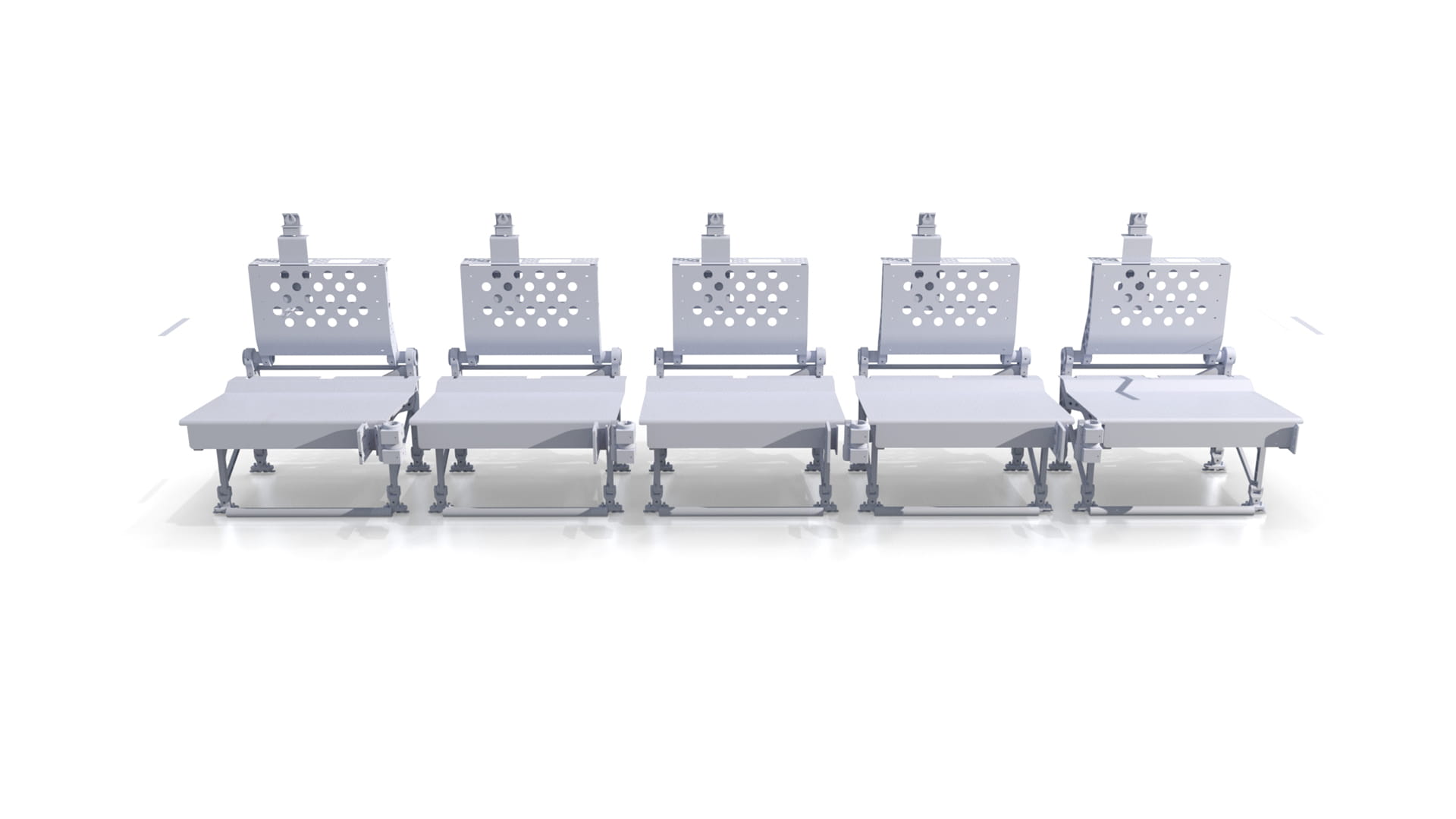 White aircraft seats