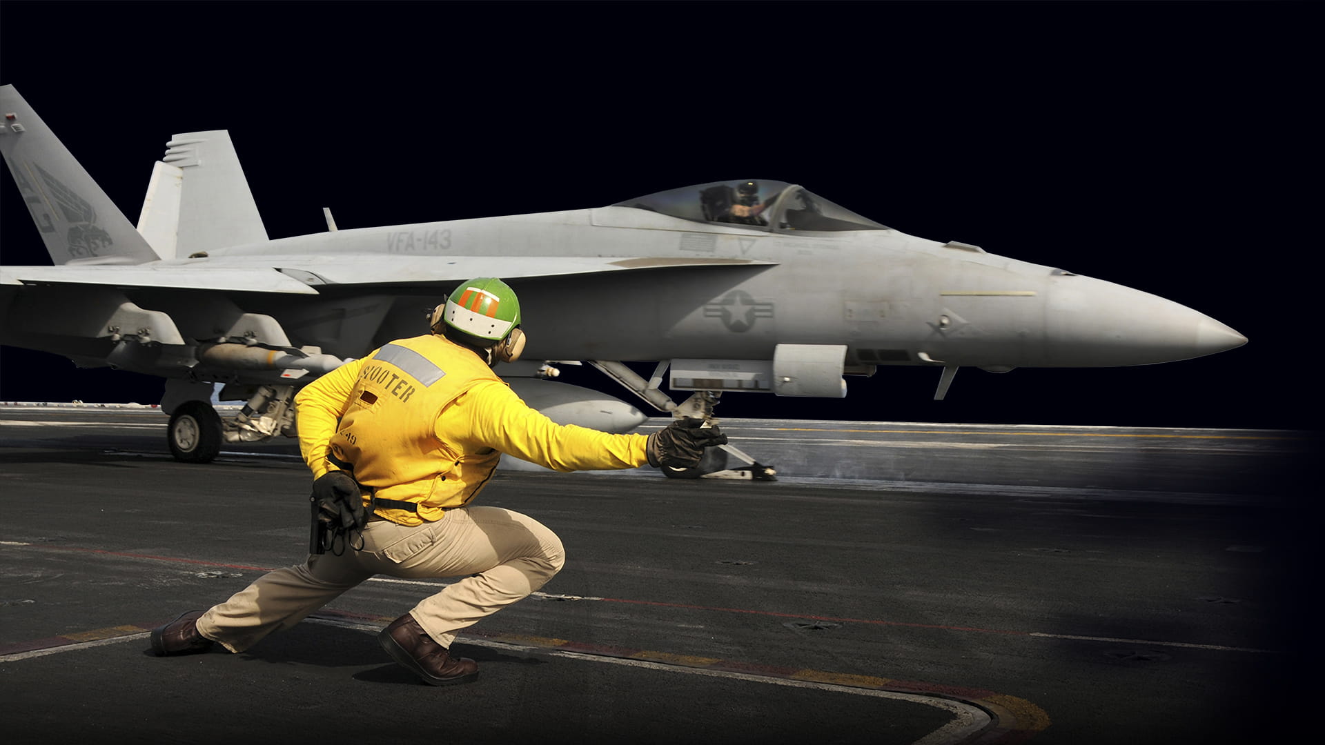 F-18 Hornet signal to take off