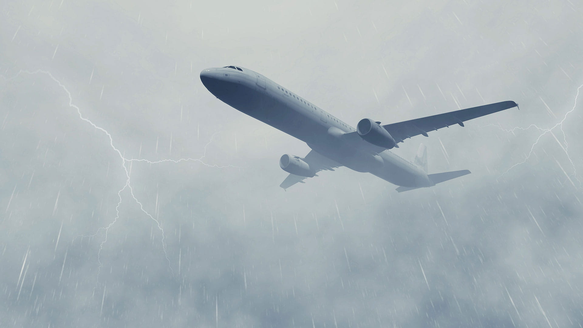 Airplane flying thru a storm