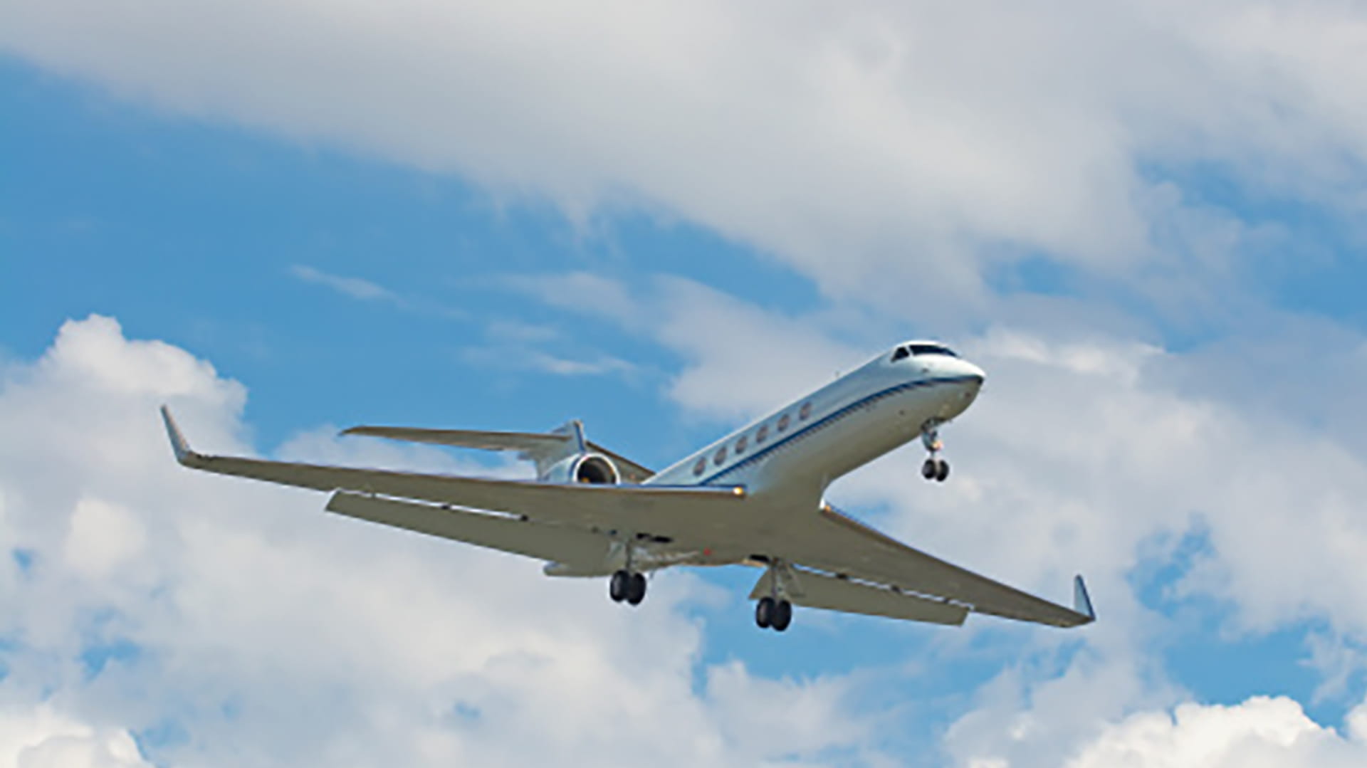 Gulfstream jet flying in the sky