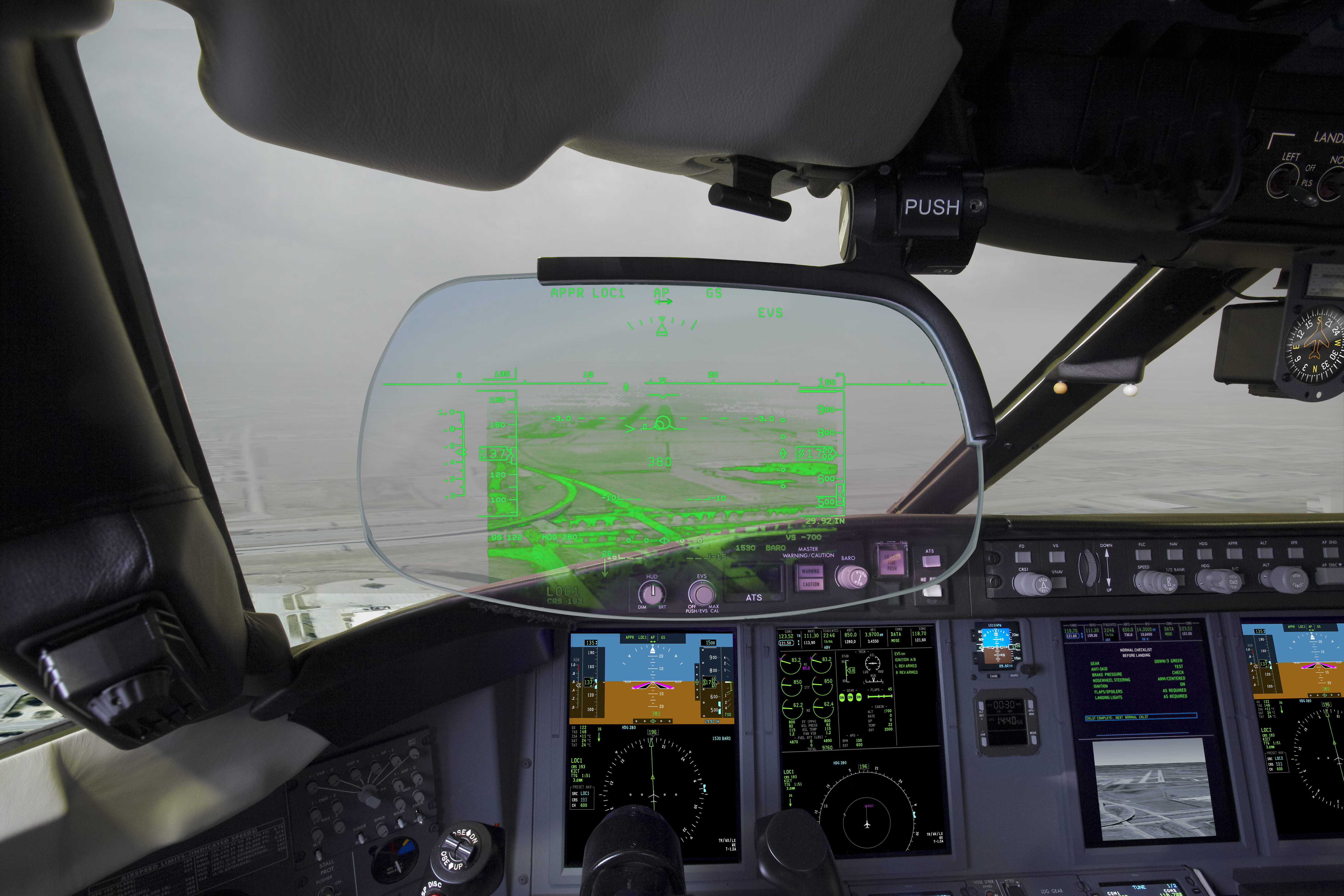 HUD display in cockpit