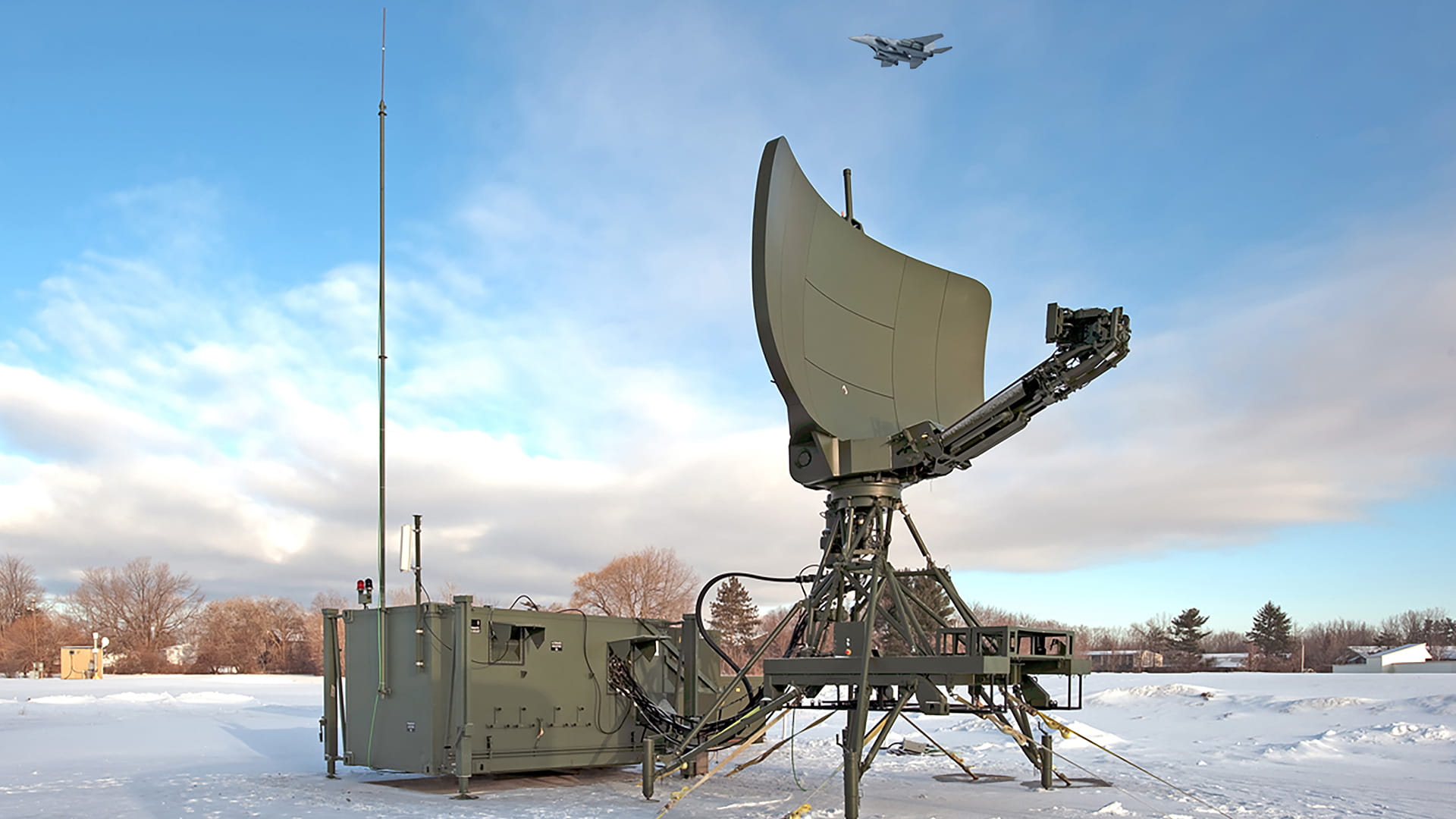 Winter view with military satellite