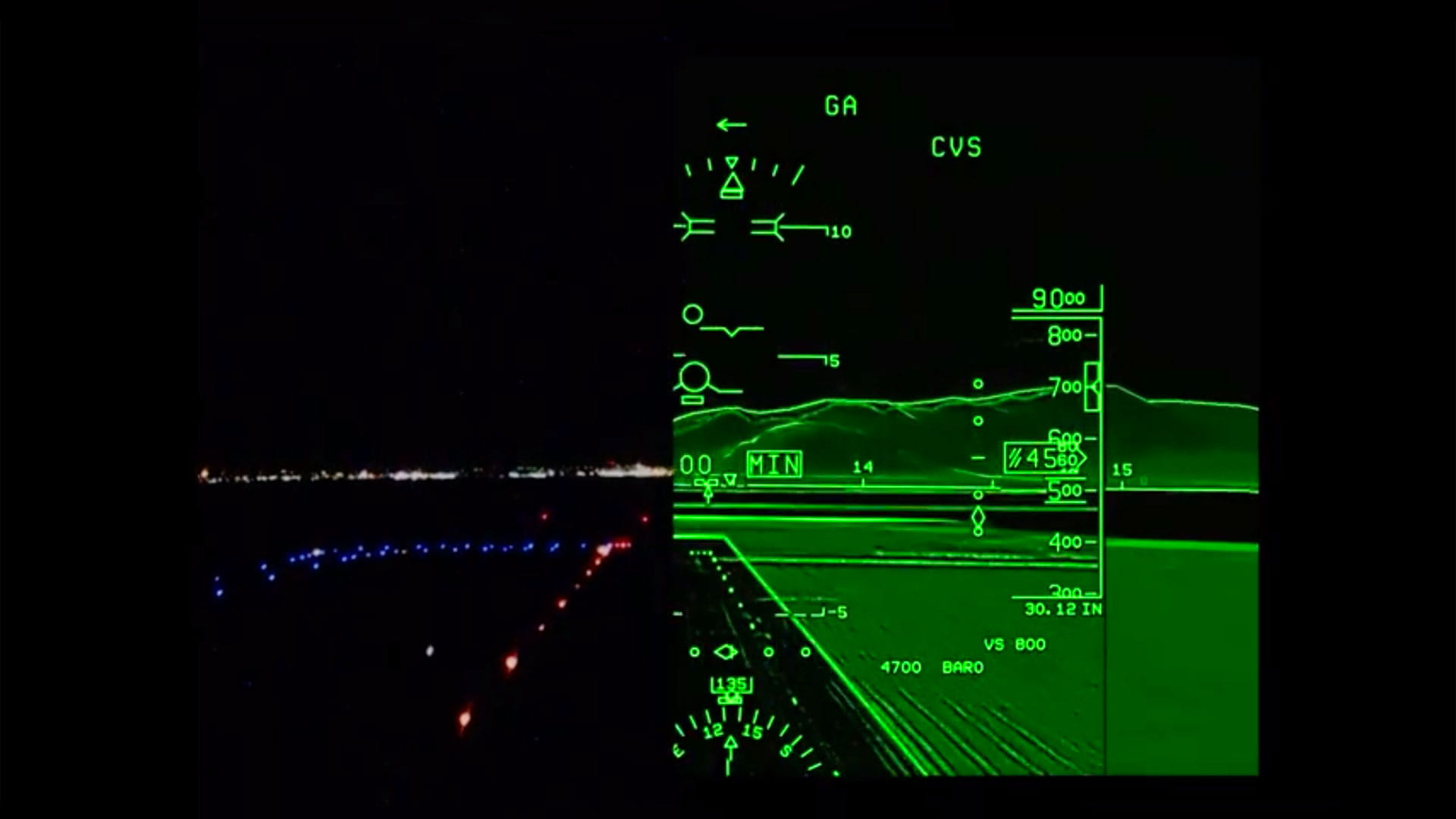 Aircraft vision system night vision