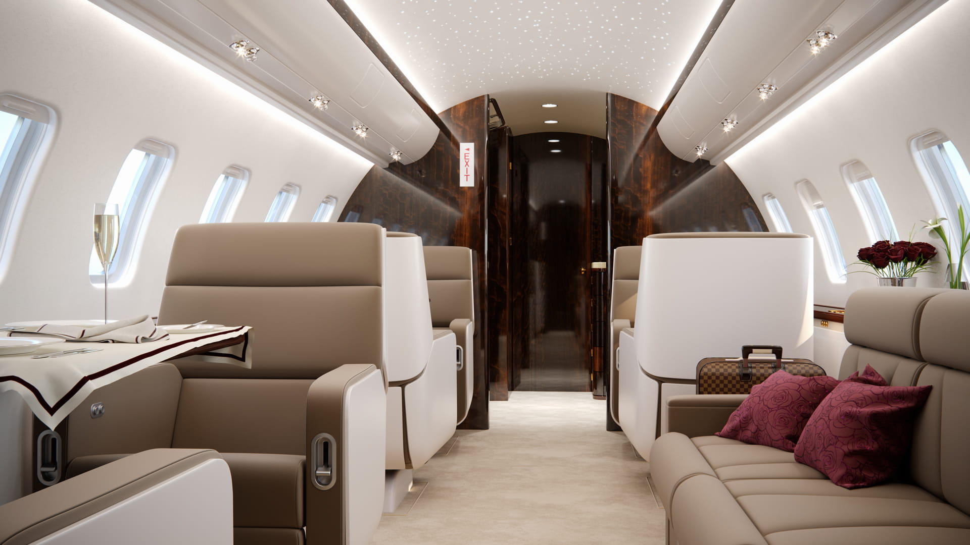 Inside luxury jet lounge