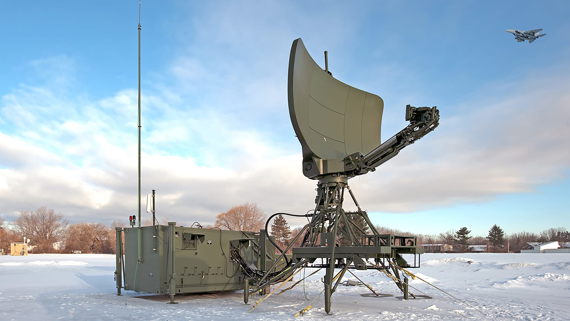 Military satellite on snowy land