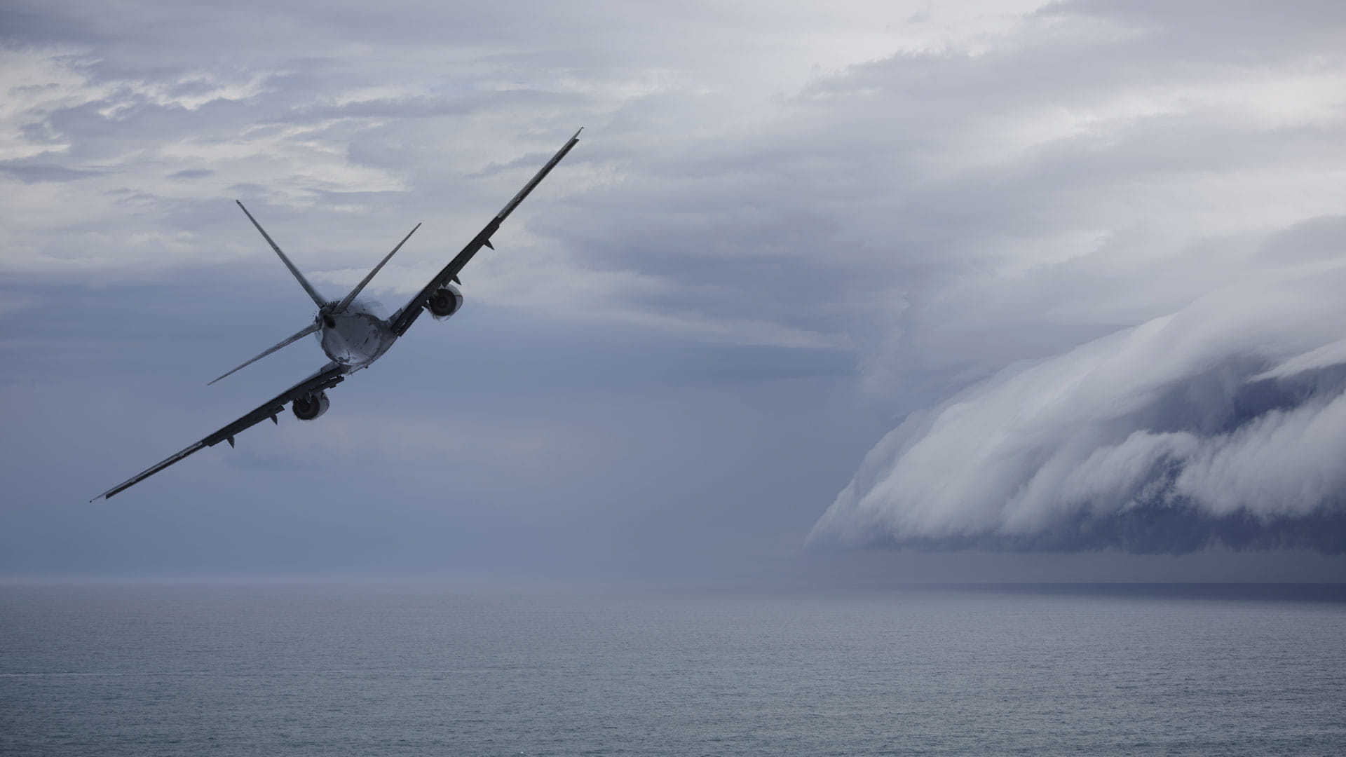 Plane avoiding a storm