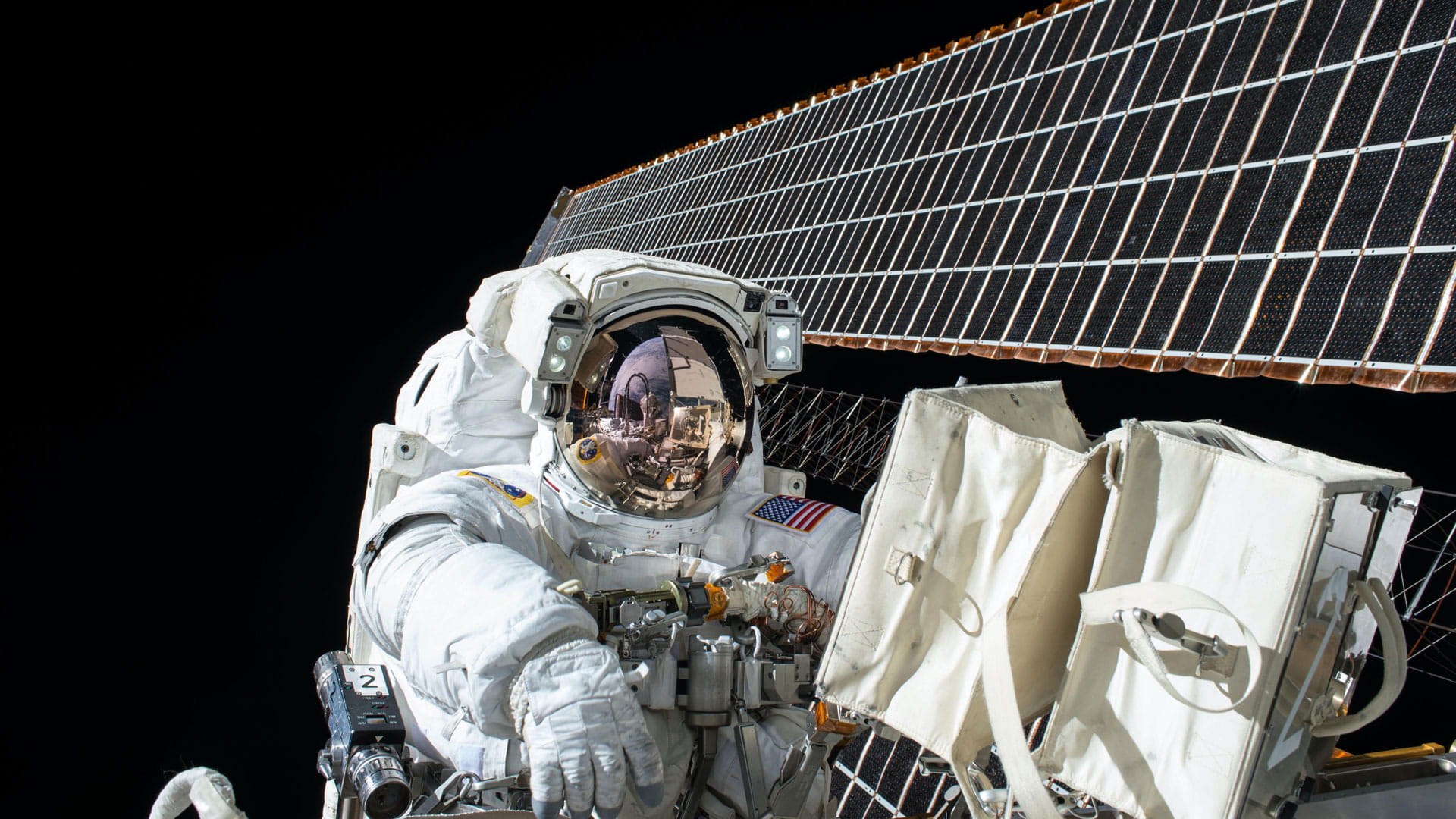 An astronaut during a spacewalk