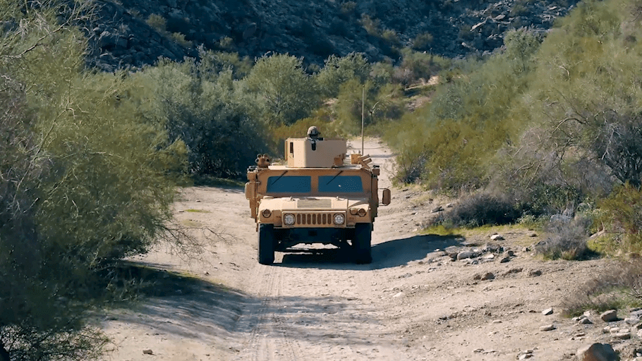Military car in the desert