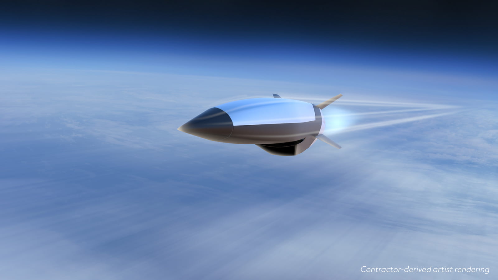 This rendering shows the Hypersonic Attack Cruise Missile, or HACM. The U.S. Air Force has selected Raytheon Missiles & Defense and Northrop Grumman to develop the first-of-its-kind weapon, which will use scramjets to reach speeds greater than Mach 5.