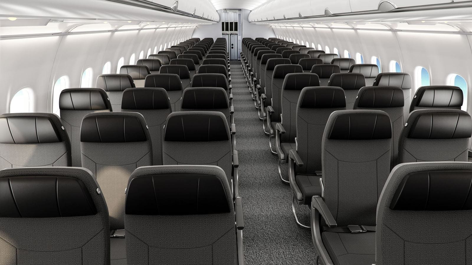 inside airplane cabin passenger seats