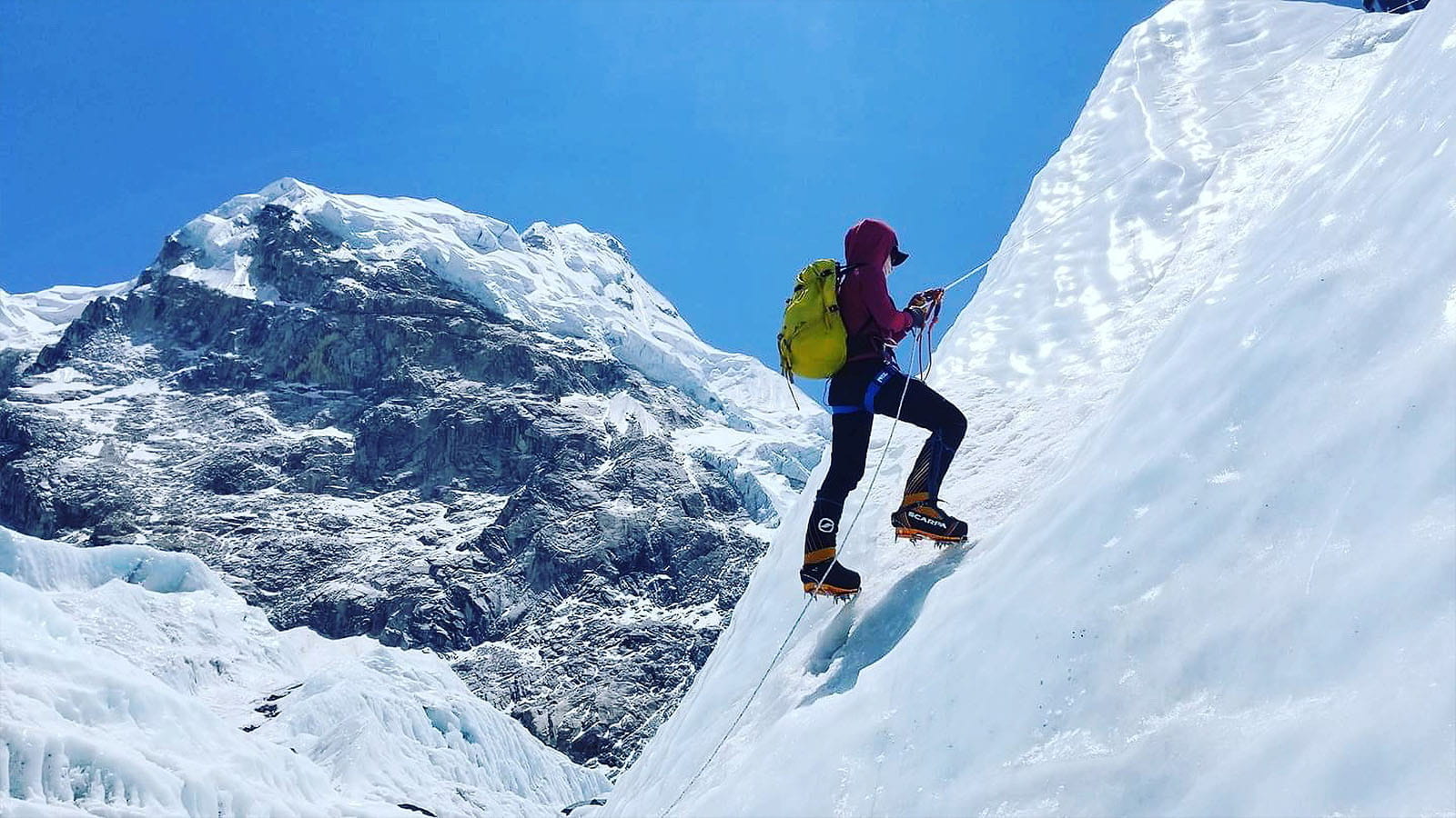 Climber on Khumbu Ice Fall